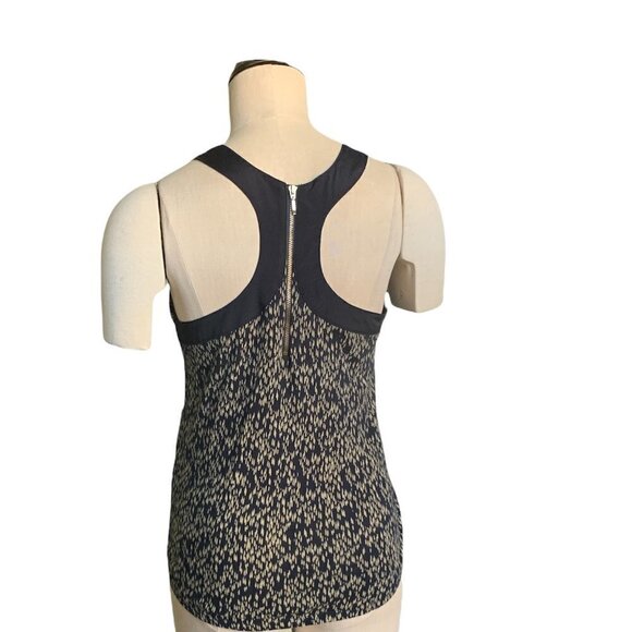 Banana Republic Racerback Tank Top Women XS Multicolor Print Zipper Black #181B - Picture 5 of 10